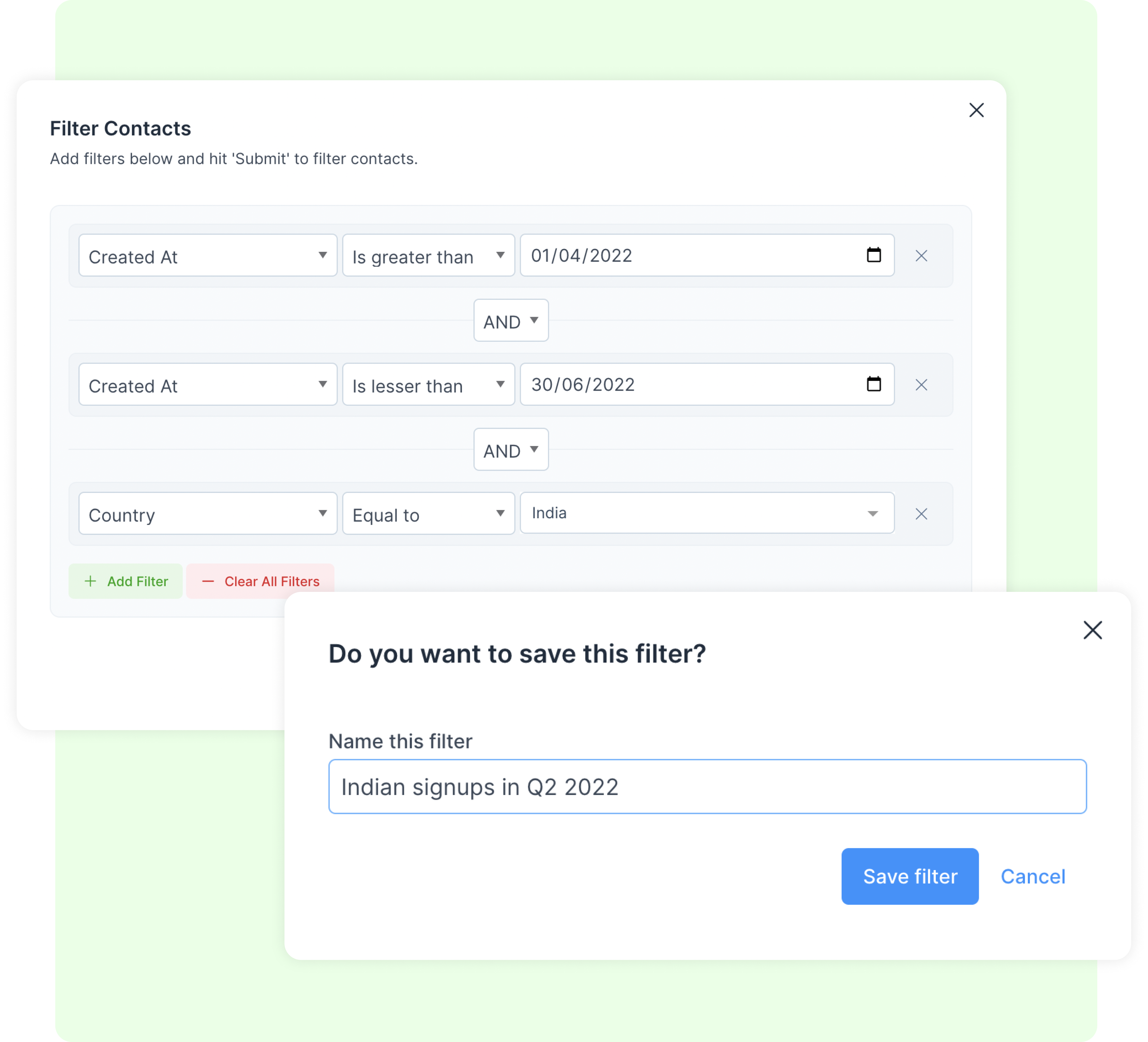 Configure segmentos personalizados em segundos.